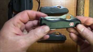 Victorinox EDC/Bushcraft Knives: One Hand Trekker, German Army Knife and Hunter XT