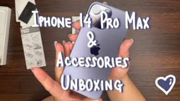 ASMR | Iphone 14 Pro Max Deep Purple Unboxing + Accessories