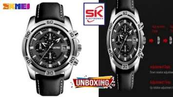 SKMEI 9156 Chronograph Leather Belt Original Wrist Watch | Unboxing Review | Sk Electronics 108