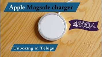 Apple magsafe  wireless magnetic charger unboxing & full review in telugu