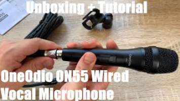 OneOdio ON55 Wired Vocal Microphone with 16.4ft XLR Cable & Mic Clips ON/Off Unboxing & instructions