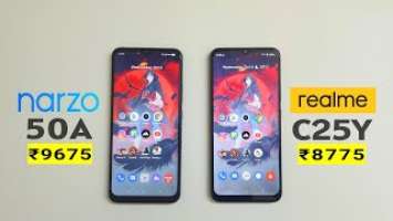 Narzo 50A vs Realme C25Y - Speed test, RAM, Camera Test, Battery Test, Display, Speaker, Wifi Speed.