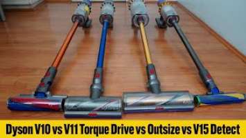 Dyson V15 Detect vs. Outsize vs. V11 Torque Drive vs. V10 Absolute Comparison