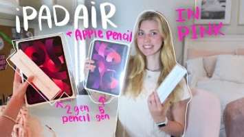 iPad Air *M1* + 2 Gen apple pencil UNBOXING (iPad Air 5th Gen in PINK!)