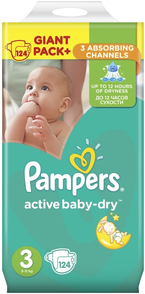 Pampers Active Baby-Dry 3 / 124 pcs