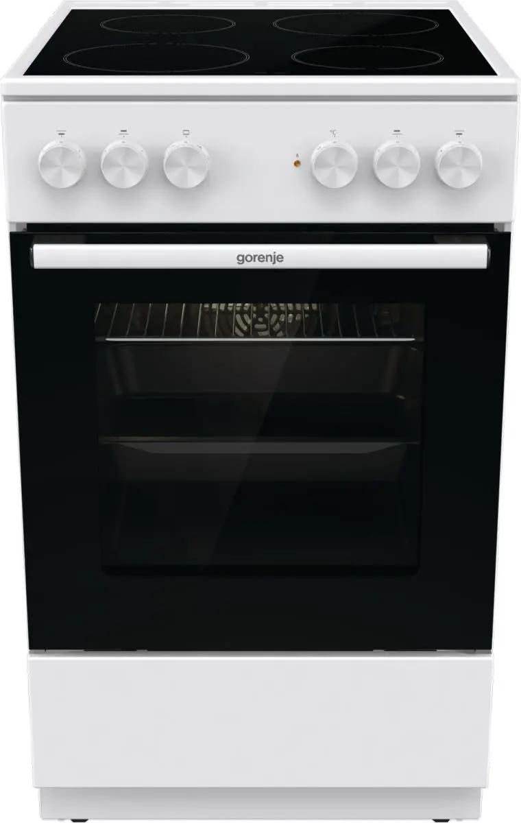 Электрическая плита Gorenje GEC5A41WG,  стеклокерамика,  белый/черный