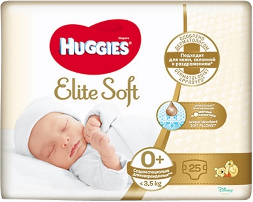 Huggies Elite Soft 0 Plus / 25 pcs