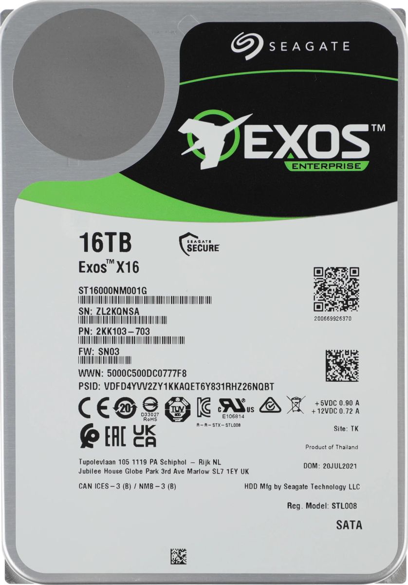 Жесткий диск Seagate Exos X16 ST16000NM001G,  16ТБ,  HDD,  SATA III,  3.5"