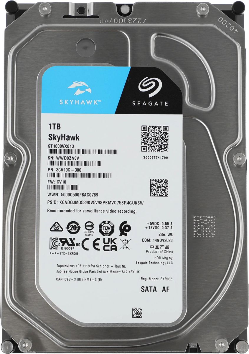 Жесткий диск Seagate Skyhawk ST1000VX013,  1ТБ,  HDD,  SATA III,  3.5"