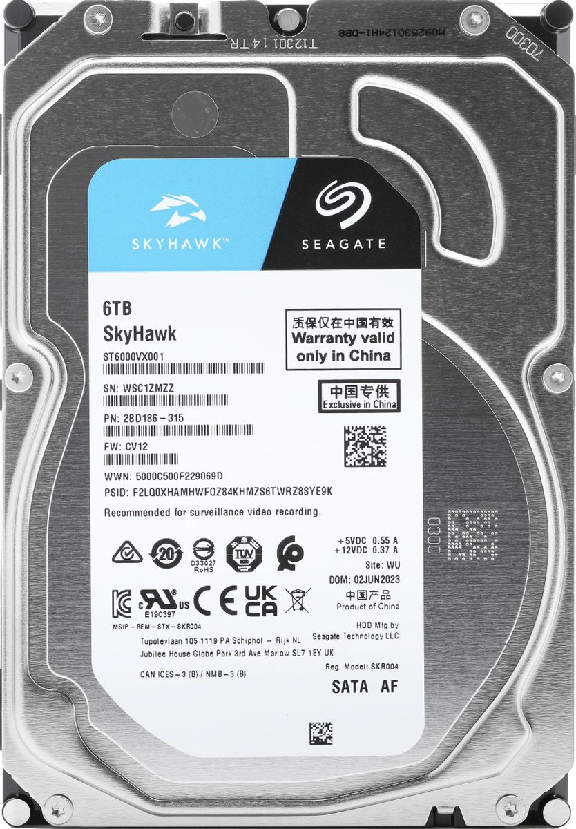 Жесткий диск Seagate Skyhawk ST6000VX001,  6ТБ,  HDD,  SATA III,  3.5"