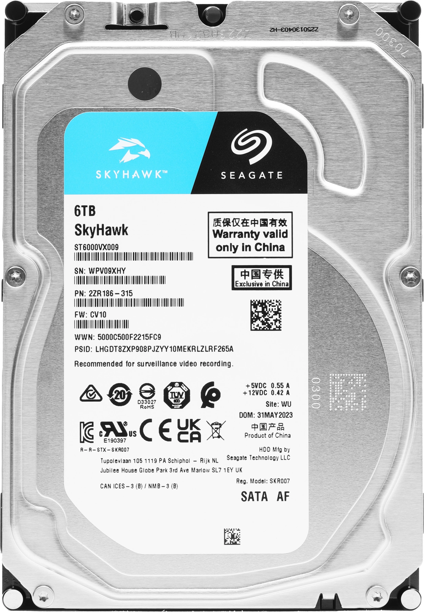 Жесткий диск Seagate Skyhawk ST6000VX009,  6ТБ,  HDD,  SATA III,  3.5"