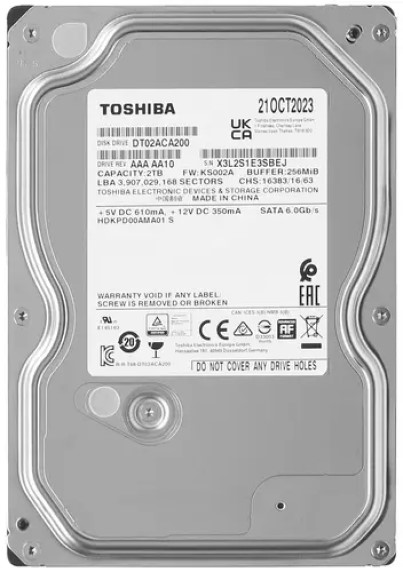 Жесткий диск Toshiba DT02ACA200,  2ТБ,  HDD,  SATA III,  3.5"