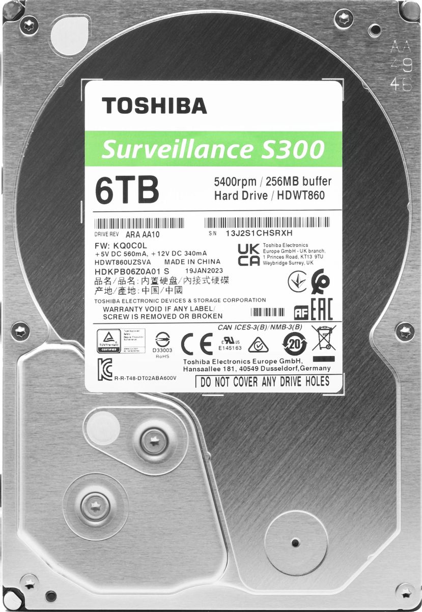 Жесткий диск Toshiba S300 HDWT860UZSVA,  6ТБ,  HDD,  SATA III,  3.5"