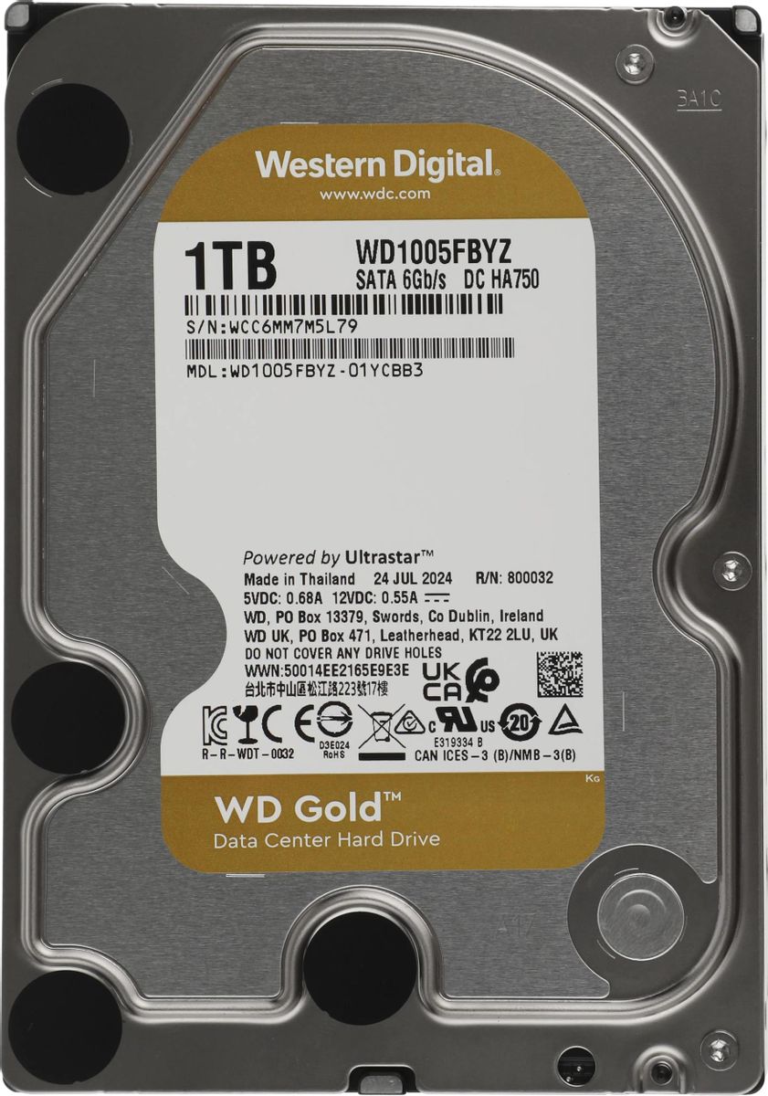 Жесткий диск WD Gold WD1005FBYZ,  1ТБ,  HDD,  SATA III,  3.5"