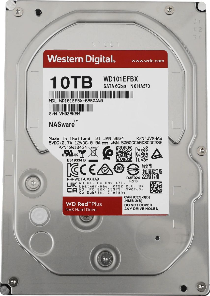 Жесткий диск WD Red Plus WD101EFBX,  10ТБ,  HDD,  SATA III,  3.5"