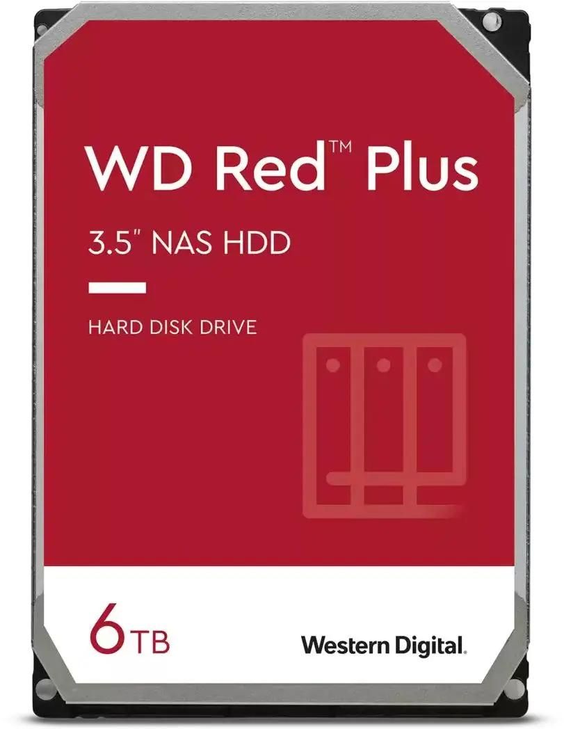 Жесткий диск WD Red Plus WD60EFPX,  6ТБ,  HDD,  SATA III,  3.5"