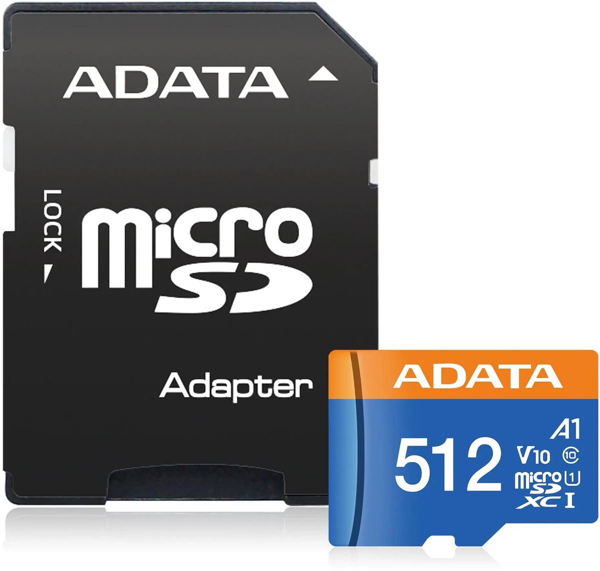 Карта памяти microSDXC UHS-I A-Data Premier Pro 512 ГБ, 100 МБ/с, 1X, Class 10, AUSDX512GUICL10A1-RA1,  переходник SD