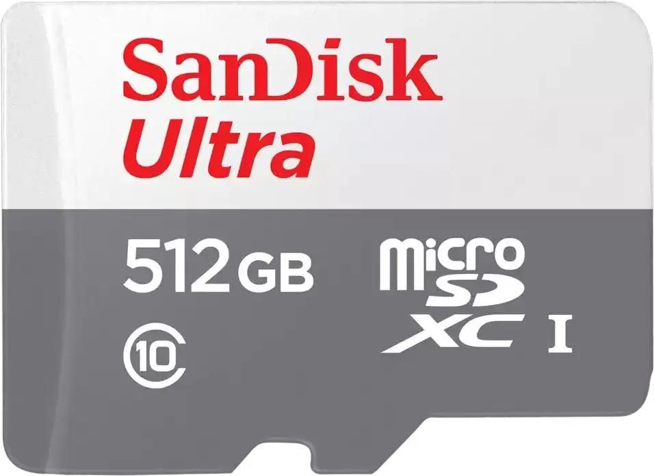 Карта памяти microSDXC UHS-I U1 Sandisk Ultra 512 ГБ, 100 МБ/с, Class 10, SDSQUNR-512G-GN3MN,  1 шт., без адаптера