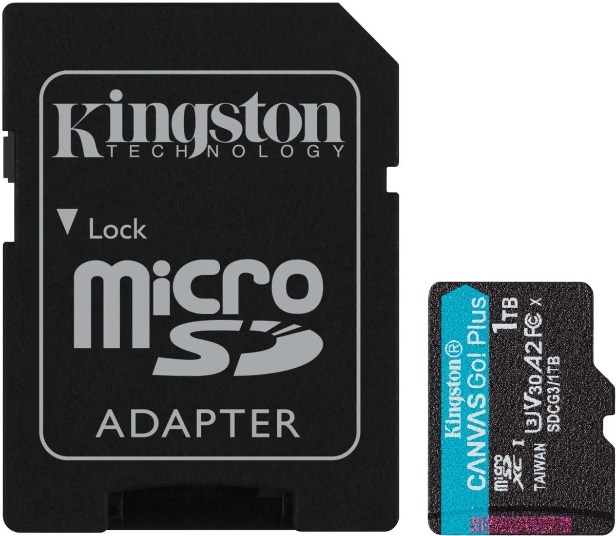 Карта памяти microSDXC UHS-I U3 Kingston Canvas Go! Plus 1024 ГБ, 170 МБ/с, Class 10, SDCG3/1TB,  1 шт., переходник SD