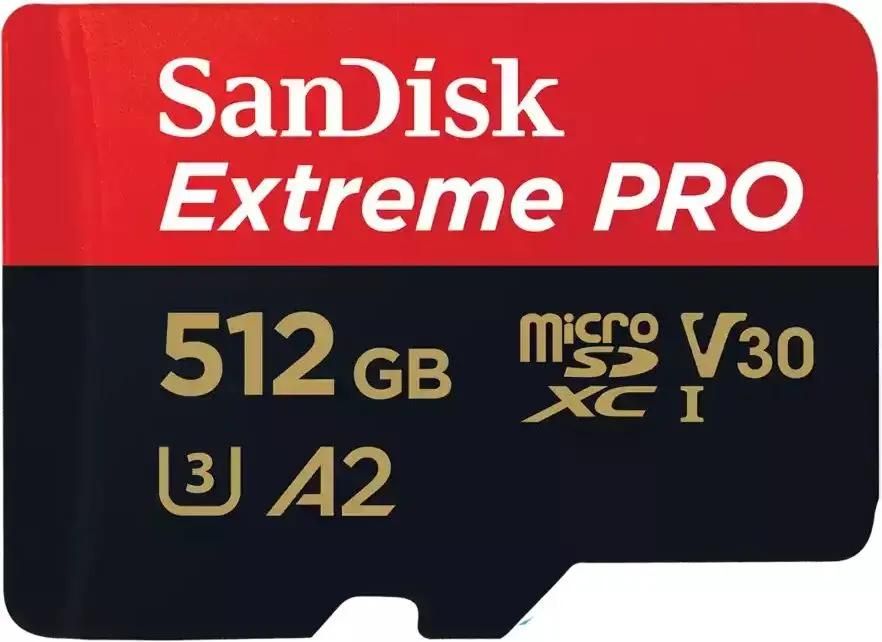 Карта памяти microSDXC UHS-I U3 Sandisk Extreme Pro 512 ГБ, 200 МБ/с, Class 10, SDSQXCD-512G-GN6MA,  1 шт., переходник SD