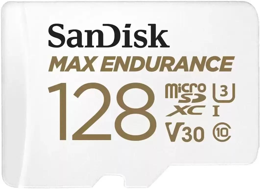 Карта памяти microSDXC UHS-I U3 Sandisk Max Endurance 128 ГБ, 100 МБ/с, Class 10, SDSQQVR-128G-GN6IA,  1 шт., переходник SD