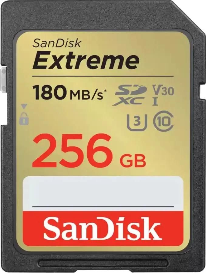 Карта памяти SDXC UHS-I U3 Sandisk Extreme 256 ГБ, 180 МБ/с, Class 10, SDSDXVV-256G-GNCIN,  1 шт.