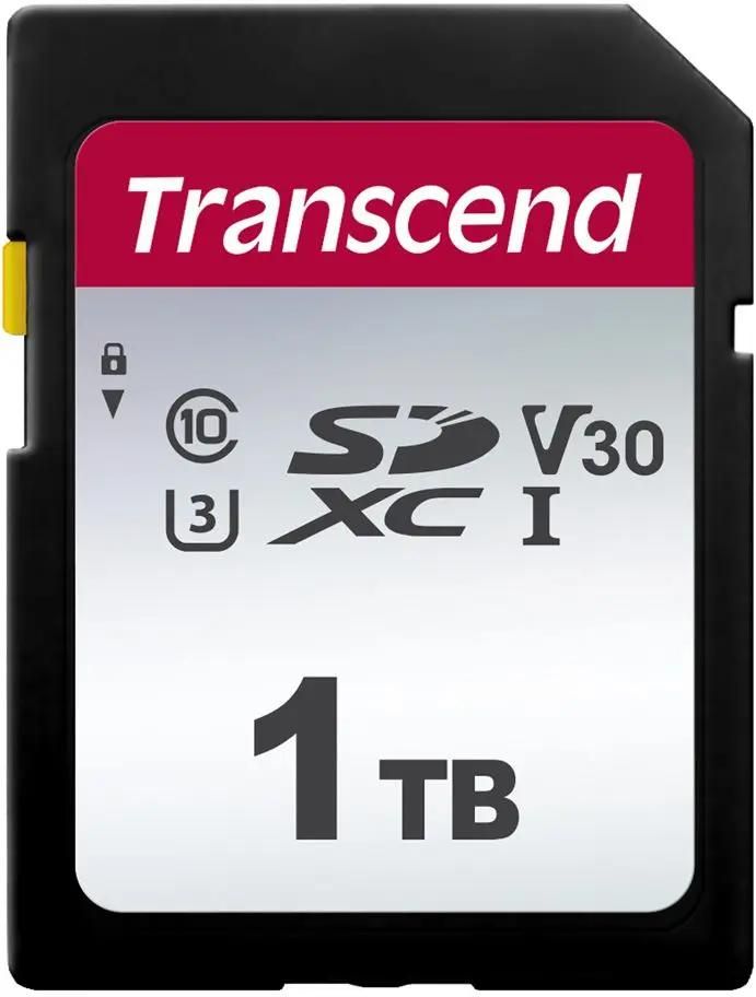 Карта памяти SDXC UHS-I U3 Transcend 300S 1024 ГБ, 100 МБ/с, Class 10, TS1TSDC300S,  1 шт., без адаптера