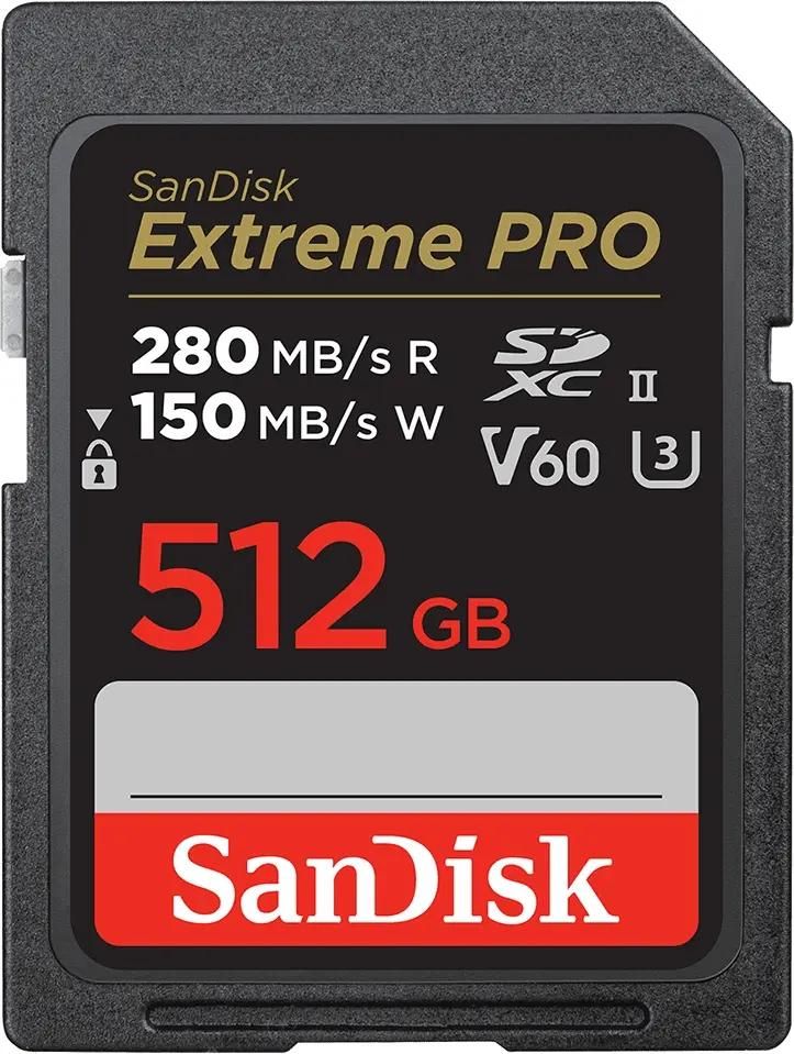 Карта памяти SDXC UHS-III Sandisk Extreme Pro 512 ГБ, 280 МБ/с, Class 10, SDSDXEP-512G-GN4IN,  1 шт.