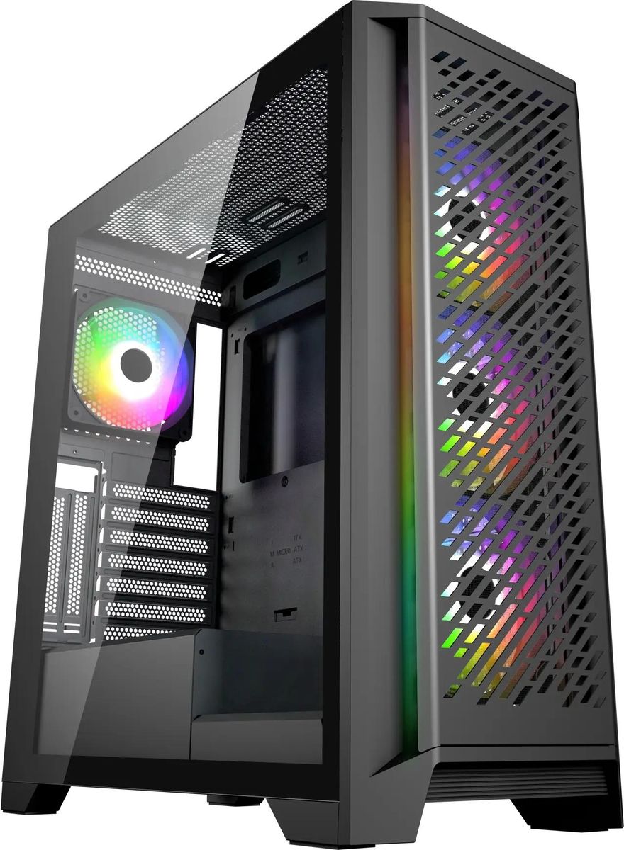 Корпус ATX Oklick OCC-MD304, Midi-Tower, без БП,  черный