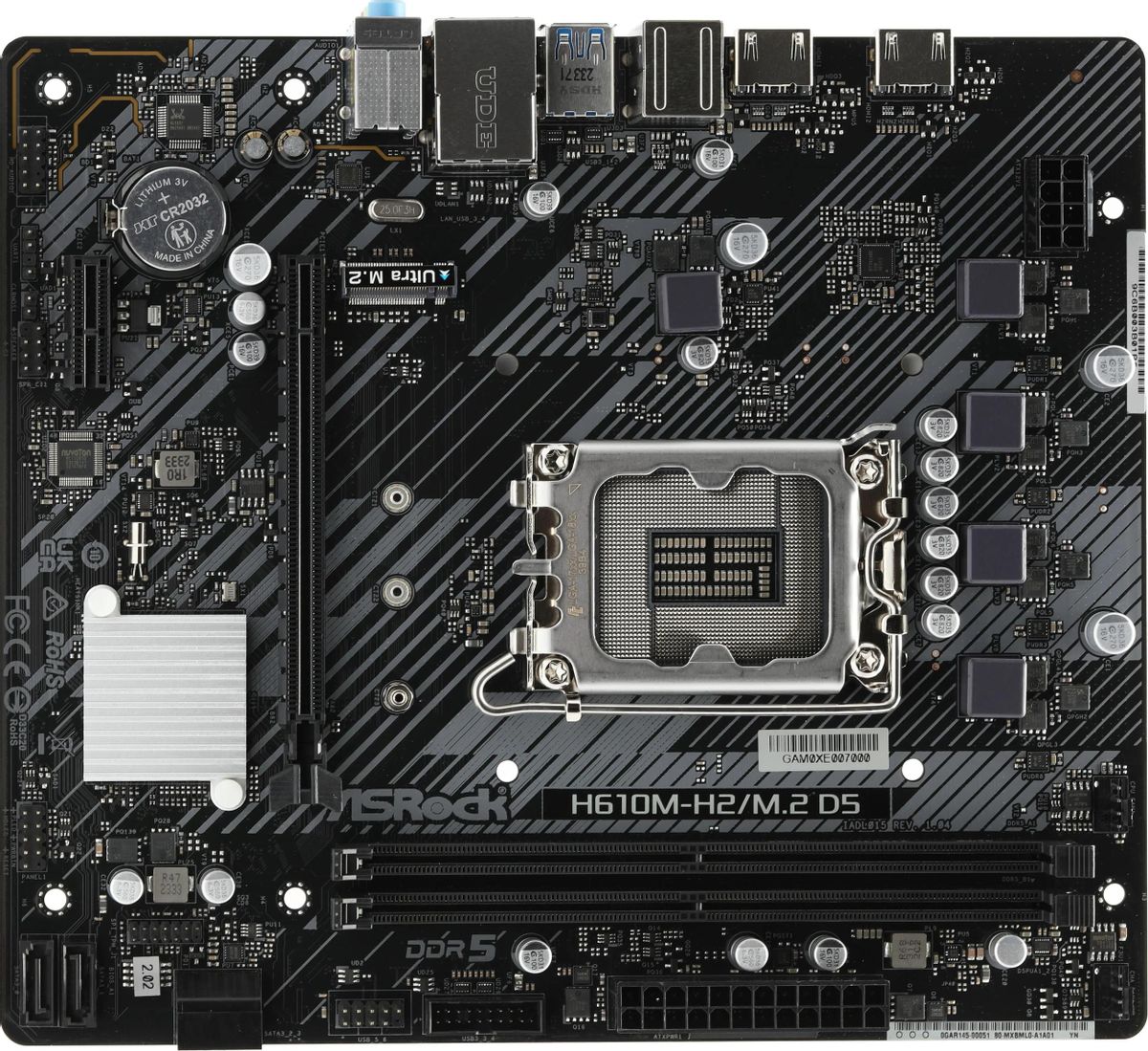 Материнская плата ASROCK H610M-H2/M.2 D5, LGA 1700, Intel H610, mATX, Ret