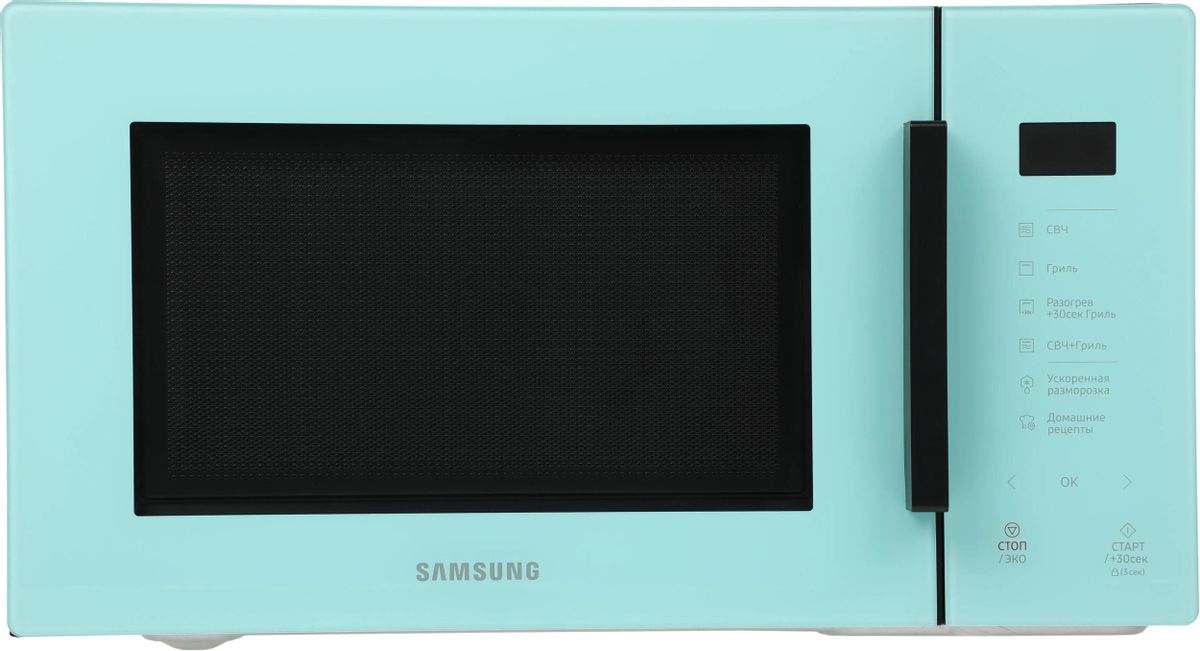 Микроволновая печь Samsung MG23T5018AN/BW, 800Вт, 23л, мятный /черный