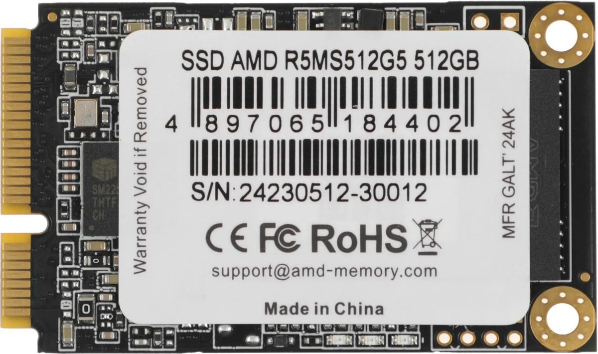 SSD накопитель AMD Radeon R5 R5MS512G5 512ГБ, mSATA, SATA,  mSATA,  rtl