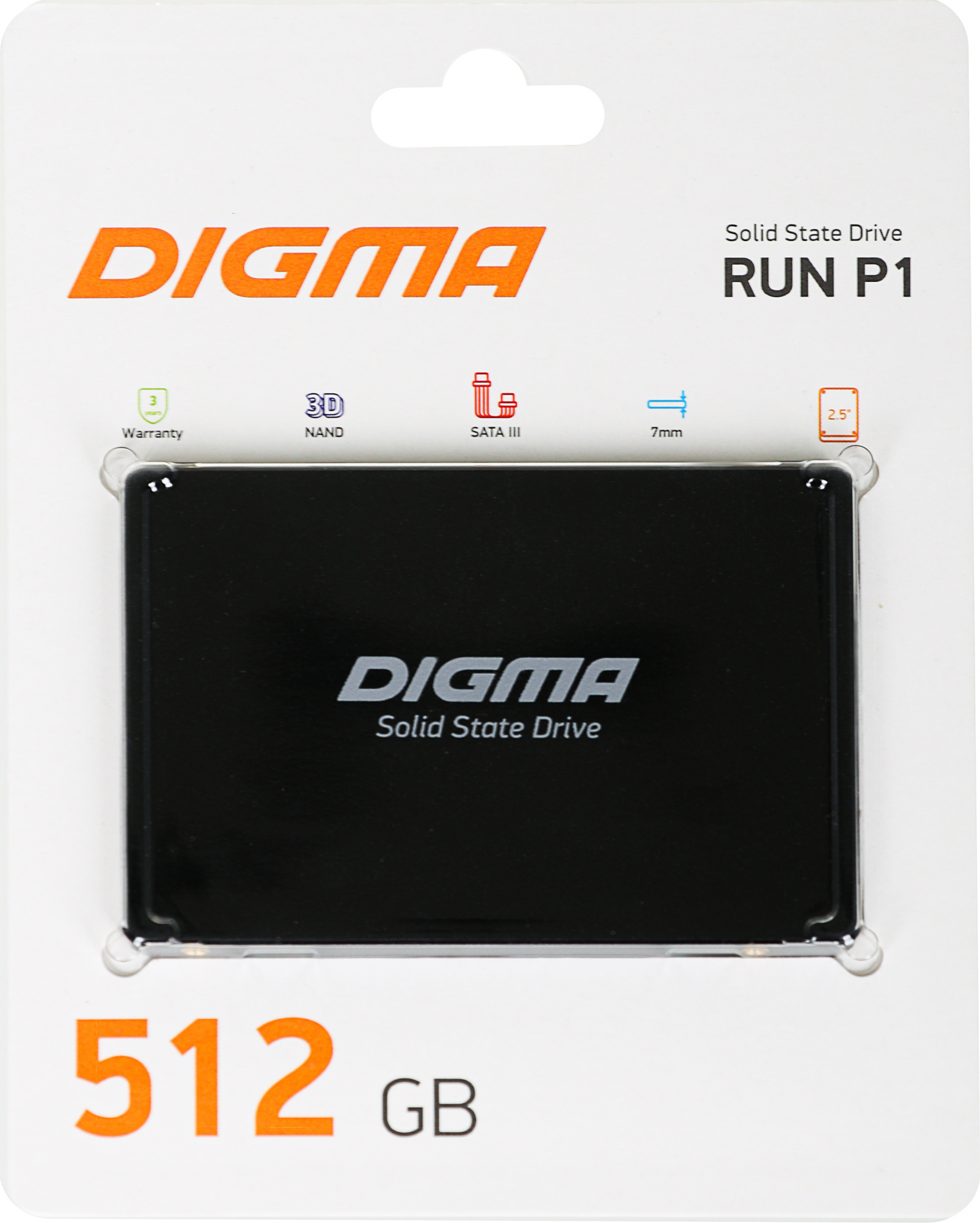 SSD накопитель Digma Run P1 DGSR2512GP13T 512ГБ, 2.5", SATA III,  SATA,  rtl