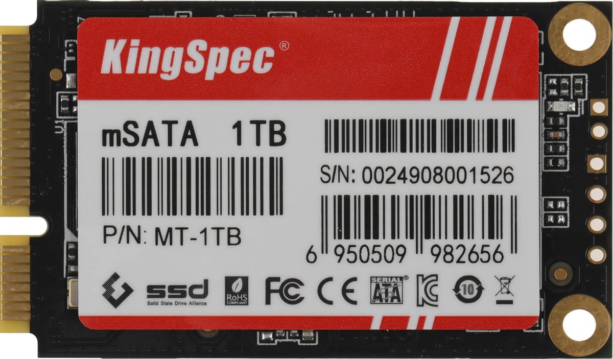 SSD накопитель KINGSPEC MT Series MT-1TB 1ТБ, mSATA, SATA III,  mSATA