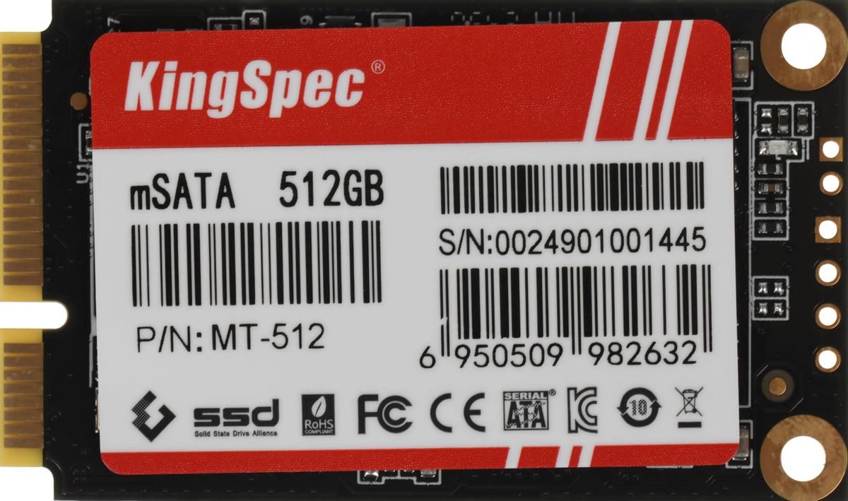 SSD накопитель KINGSPEC MT Series MT-512 512ГБ, mSATA, mSATA,  mSATA