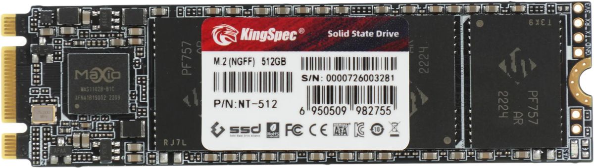 SSD накопитель KINGSPEC NT-512 512ГБ, M.2 2280, SATA III,  M.2