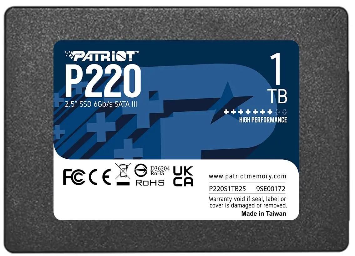 SSD накопитель Patriot P220 P220S1TB25 1ТБ, 2.5", SATA III,  SATA