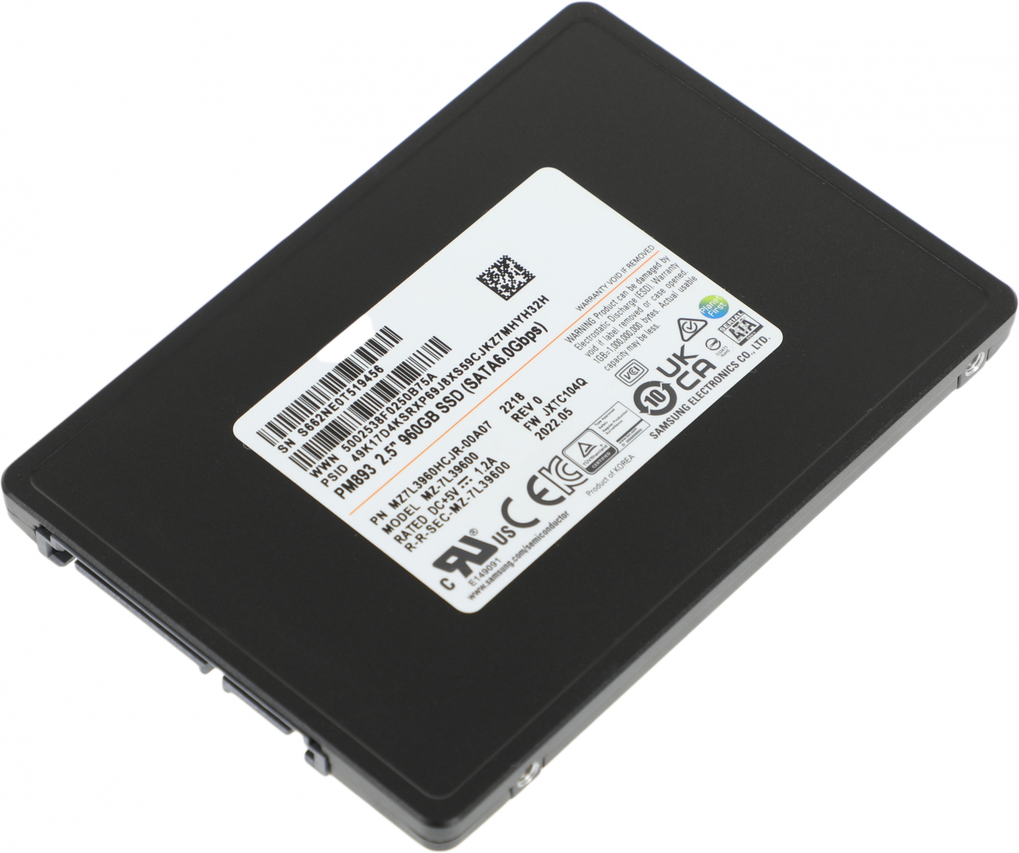 SSD накопитель Samsung PM893 MZ7L3960HCJR-00A07 960ГБ, 2.5", SATA III,  SATA,  oem