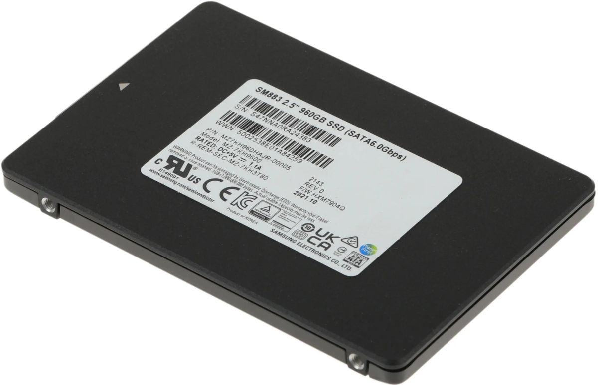 SSD накопитель Samsung SM883 MZ7KH960HAJR-00005 960ГБ, 2.5", SATA III,  SATA,  oem