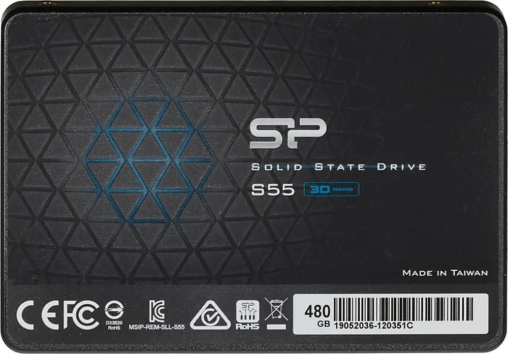 SSD накопитель Silicon Power Slim S55 SP480GBSS3S55S25 480ГБ, 2.5", SATA III,  SATA