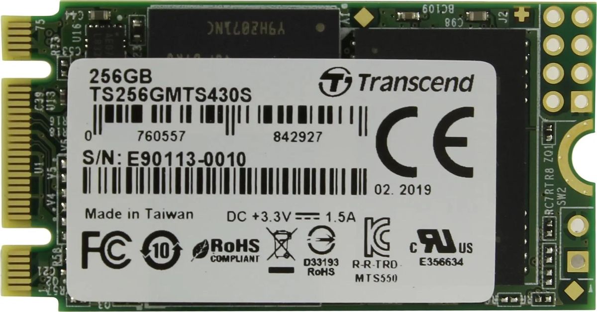 SSD накопитель Transcend 430S TS256GMTS430S 256ГБ, M.2 2242, SATA III,  M.2