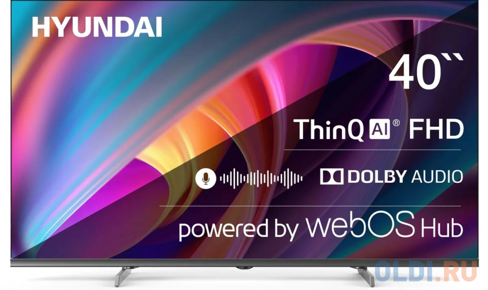 Телевизор LED Hyundai 40&quot; H-LED40BS5100 WebOS Frameless Metal черный/серый FULL HD 60Hz DVB-T DVB-T2 DVB-C DVB-S DVB-S2 USB WiFi Smart TV