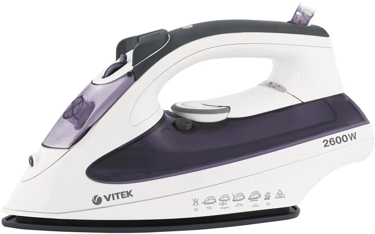 Утюг Vitek VT-8356,  2600Вт,  белый/серый