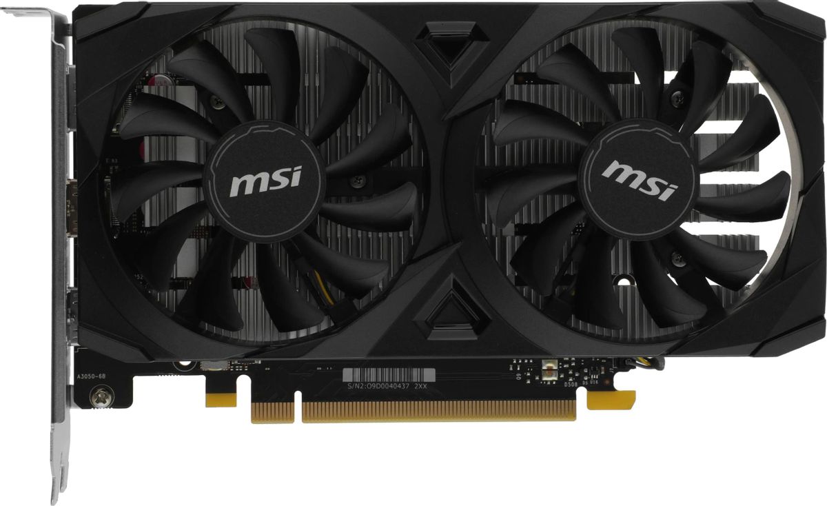 Видеокарта MSI NVIDIA  GeForce RTX 3050 RTX 3050 VENTUS 2X E 6G OC 6ГБ Ventus 2X, GDDR6, OC,  Ret