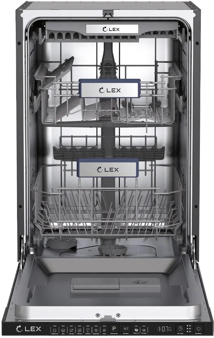 Встраиваемая посудомоечная машина LEX PM 4573N,  узкая, ширина 44.8см, частичновстраиваемая, загрузка 11 комплектов